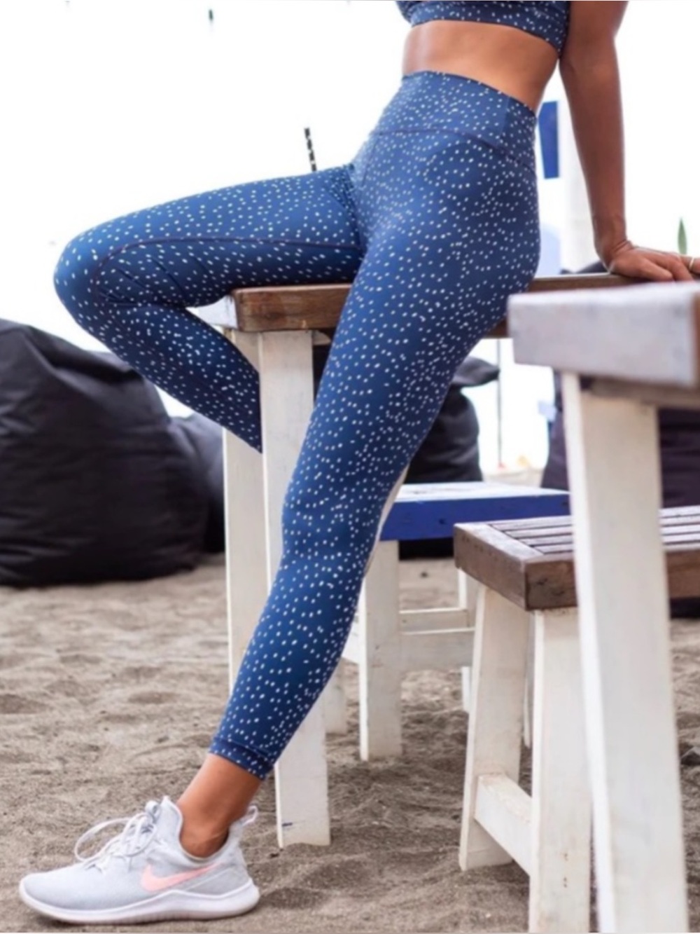 KAVALA | Night Sky 7/8 Leggings in Navy Blue/White Dot, Size Small